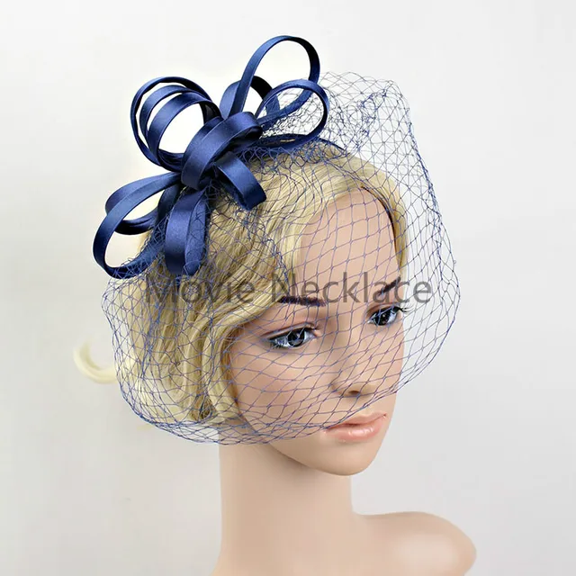 New Satin Birdcage Veil Fascinator Flower Feather Top Headdress New Satin Birdcage Veil Fascinator Flower Feather Top Headdress For Women Headpiece Elegant Tail Party Hair
