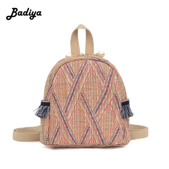 

Fashion Summer Drawstring Straw Women Beach Bags Designer Fresh Female Flower Knitting Girls Backpack Shoulder Bag Travel Laptop