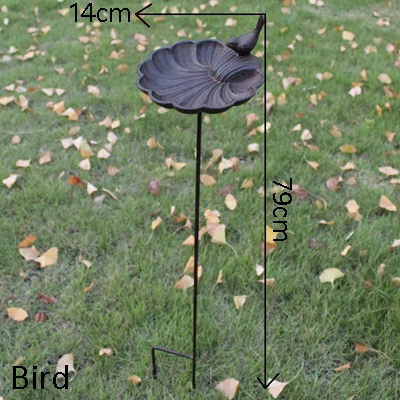 Европейский Винтажный домашний садовый декор чугунная птица на Ракушке в форме кормушки для птиц с длинной вилкой тяжелый крепкий металл для птиц - Цвет: Bird