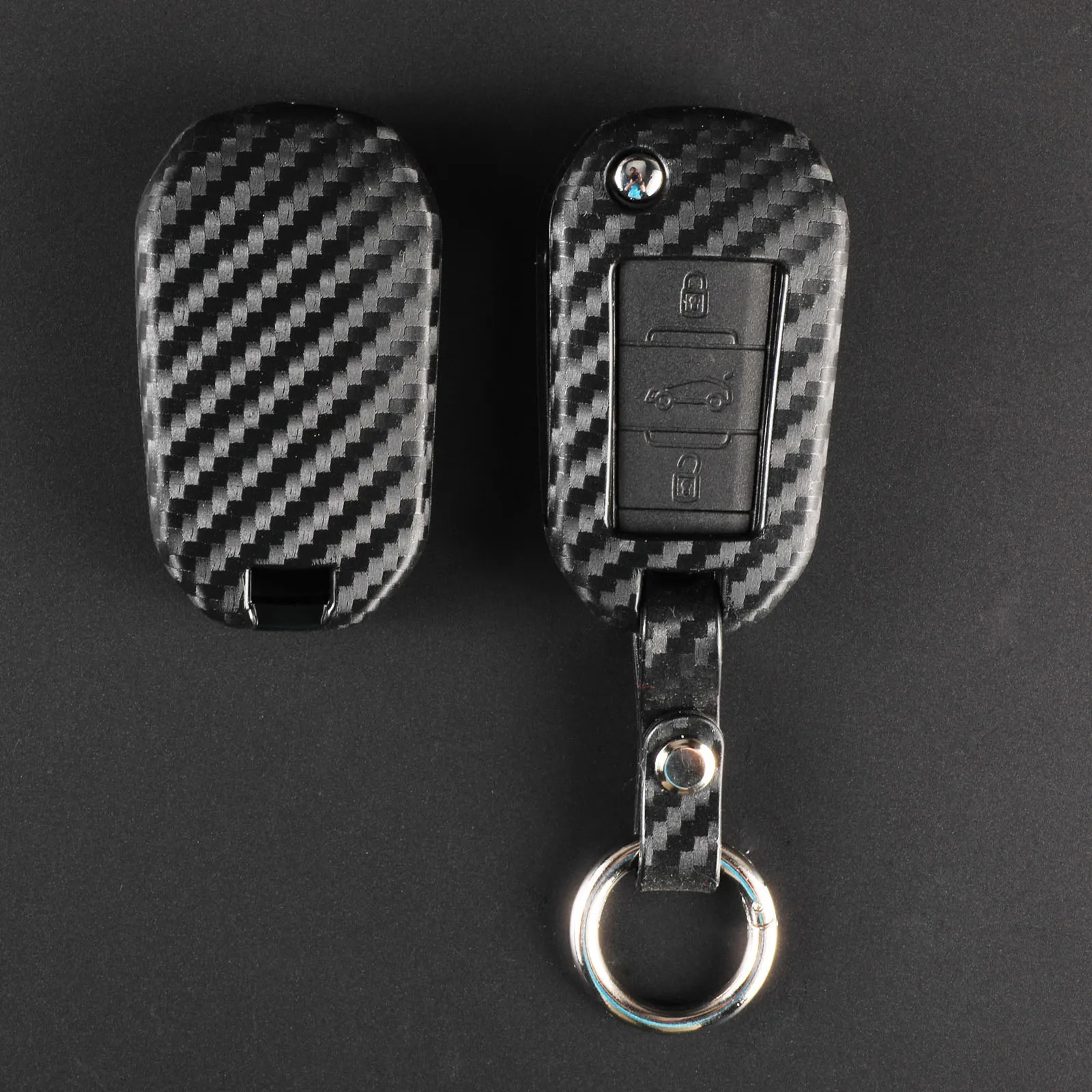 

jingyuqin Carbon Silicone fiber Folding Remote Key Case Cover for Peugeot 3008 208 308 508 408 2008 Citroen C4 CACTUS C5 C3 C4L