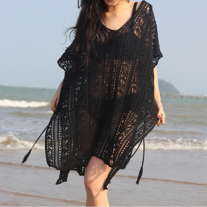 

Beach Dress Tunic White Crochet Dress Women Boho Summer Sexy Vestidos Verano 2018 Robe Femme Plus Size Clothes Hollow Out Hippie