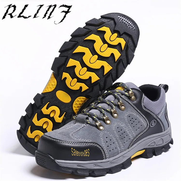 Breathable Steel Toe Safety Shoes with Puncture Steel Baotou Suede Work ...