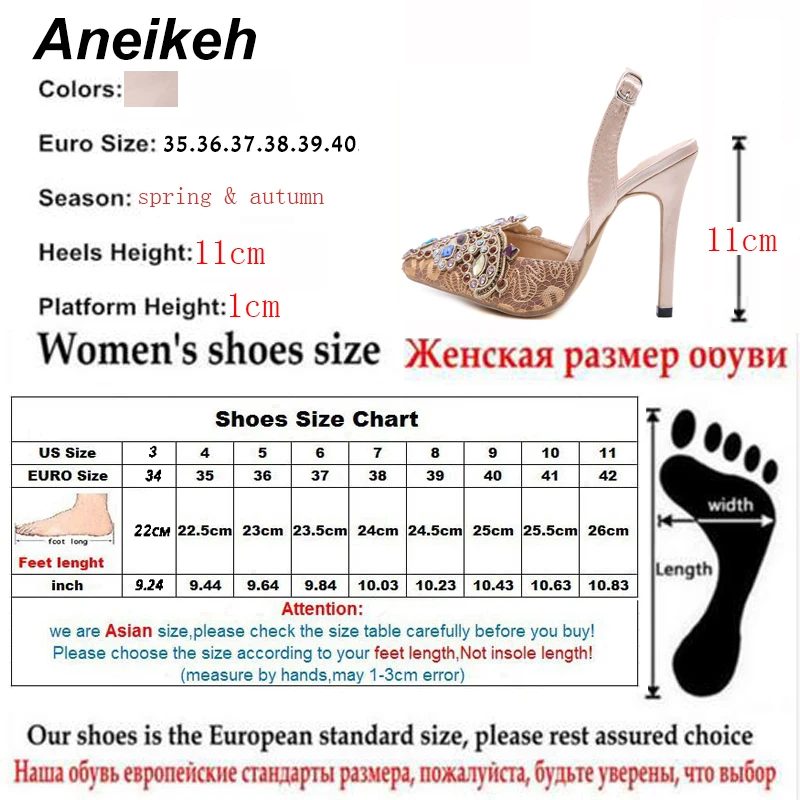 Aneikeh 2019 Spring Sexy Pumps Fashion Rhinestones Diamond Beaded Super High Thin Heeled Pointed Toe Slingbacks Women Shoes