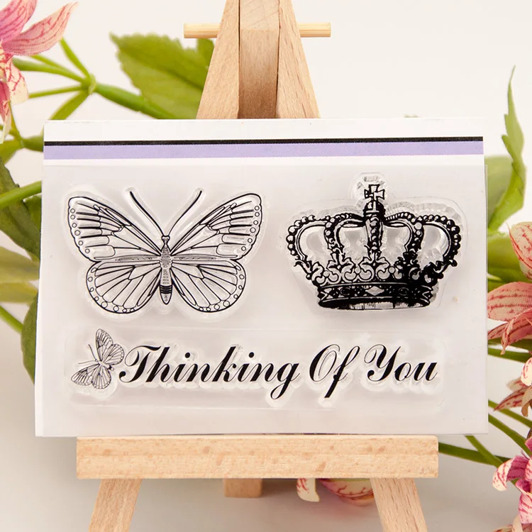 

2018 New Butterfly Crown Thinking You Transparent Clear Silicone Stamp Seal DIY Scrapbooking Photo Album Decorative Clear Stamp
