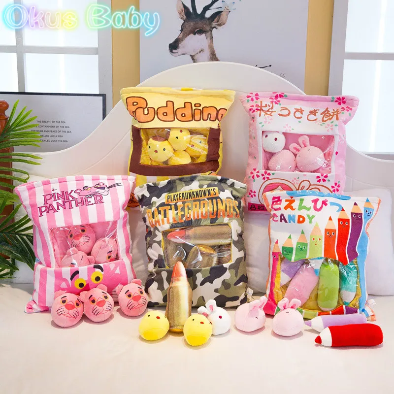 

2019 Newest Big Bag of Chicken Pudding Big Bag Bunny Pillow Doll pp cotton soft cushion Simulation Innovative Snacks