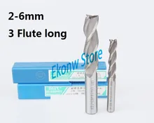 10pcs 2mm 3mm 4mm 5mm 6mm Extended lengthening Long End Mill Three Flute HSS Aluminium End