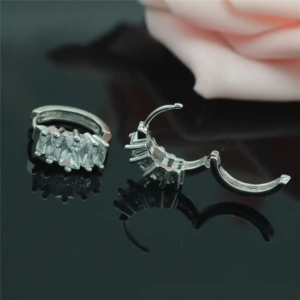 2017 Бесплатная доставка, ювелирные изделия из стерлингового серебра 925 пробы, двухрядная микроинкрустация циркония, серебряные серьги, циркониевые серьги с покрытием для женщин eh133