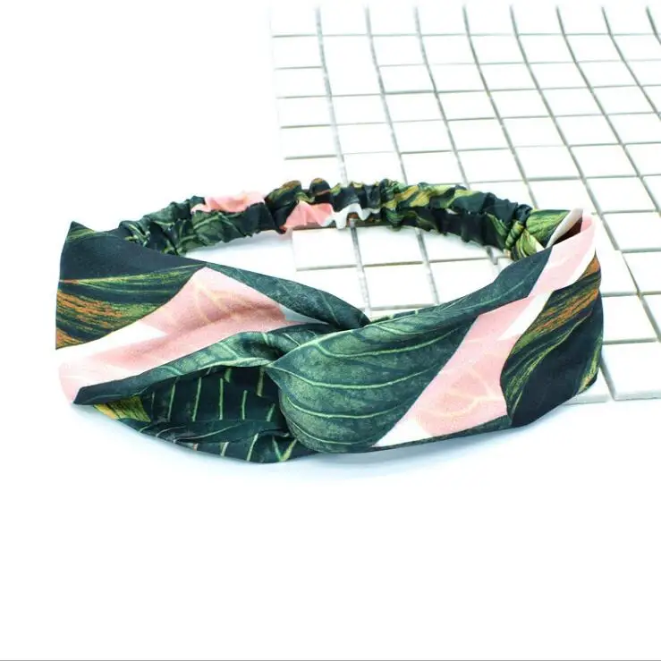 

Women's Fashion Vintage Bohemian Sea Beach Flamingo Hairbands Banana Leaf Headband Cross Knot Elastic Hairband Hair Accessories