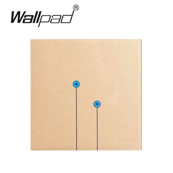 

2 Gangs 1 Way Wallpad UK Standard Touch Switch Gold Crystal Glass Switch Panel Wall Light Touch Screen Switch