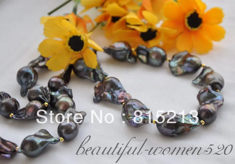 

ddh00658 black BAROQUE KESHI REBORN PEARL NECKLACE 34inch