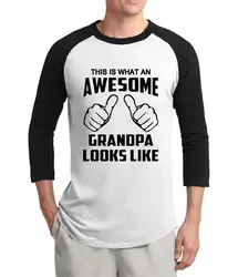 Это удивительный дедушка выглядит как в стиле хип-хоп Футболка Новинка 2017 года, стильное лето три четверти рукав реглан мужская футболка 100%