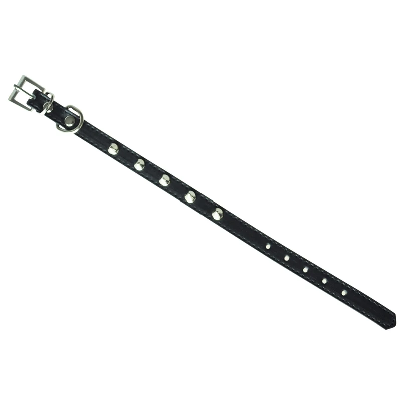 

Black PU Leather Dog Collar Pet Collar Punk rivet hole adjustable XS