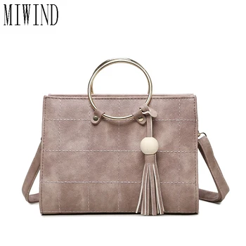 

MIWIND Free shipping Women Ring Handle Tassel Handbag Messenger Bags Brand Design High Quality shoulder bag TLB435