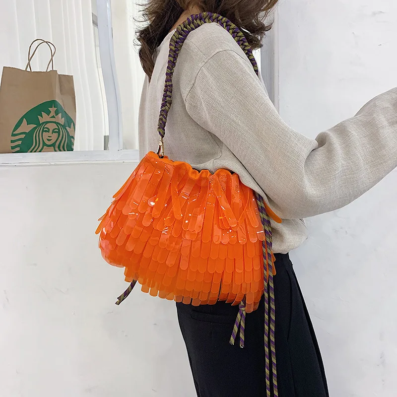 

Unique Design Handbags 2019 New Wave Korean Fashion PVC Fringe Women's Bag Summer Sen Series Joker Shoulder Messenger Bag