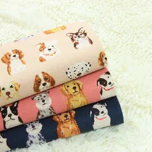 Половина ярда импортная ткань античный Хлопок Лен с принтом собаки из мультфильма, ручная работа DIY Лоскутная сумка ткань A646