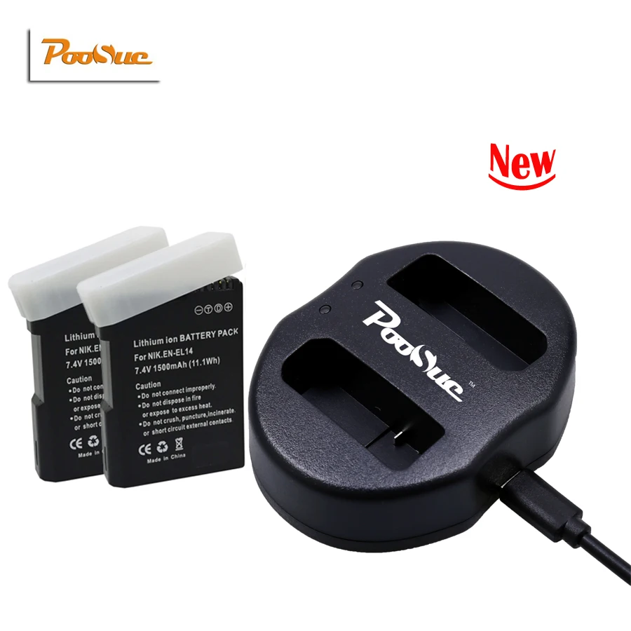 2x EN EL14 EL14a батареи ENEL14 + двойное зарядное устройство для Nikon P7800 P7700 P7100 P7000 D5500 D5300 D5200