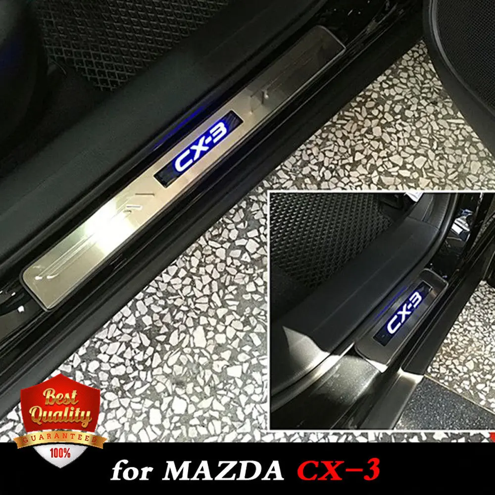 CX3 нержавеющая сталь LED порога Накладка для MAZDA CX 3 2014 19 синий свет|plate led|plate blueplate light