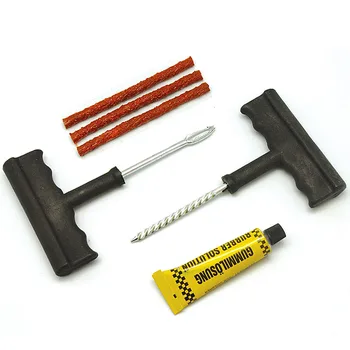 

1Set Car Tubeless Tire Repair Plugs Kit Rasp Needle Patch Fix Tools Cement Set Portable Car Tire Patch Repair Accessories