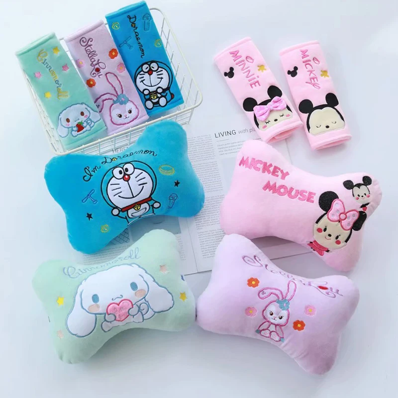 1 пара caroon Stella Cinnamoroll dooroll doraemon плюшевая Автомобильная подушка на шею защитный
