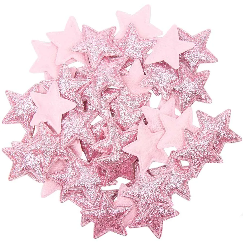 100 шт Смешанные аппликации Сердце Звезда Корона кролик одной стороны Блестящий патч ручной работы аксессуары для волос патчи Скрапбукинг стикер - Цвет: 100pcs pink star