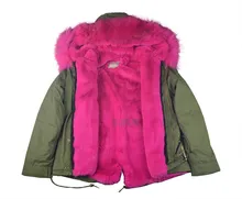 2015 Winter Women Coats Green Parka Hoody with Real Raccoon Fur Hooded Jackets Faux Fur Lining Warm and Thick AU00721