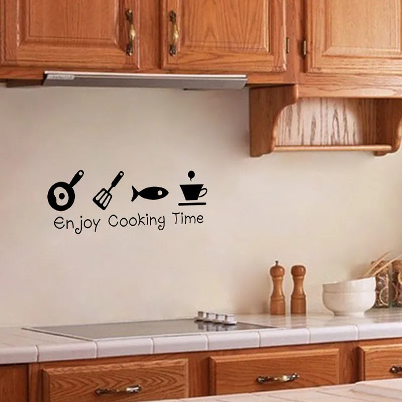 

Removable Kitchen Wall Stickers Enjoy Cooking Time Creative Vinyl Decal Home Living Room Decoration#A