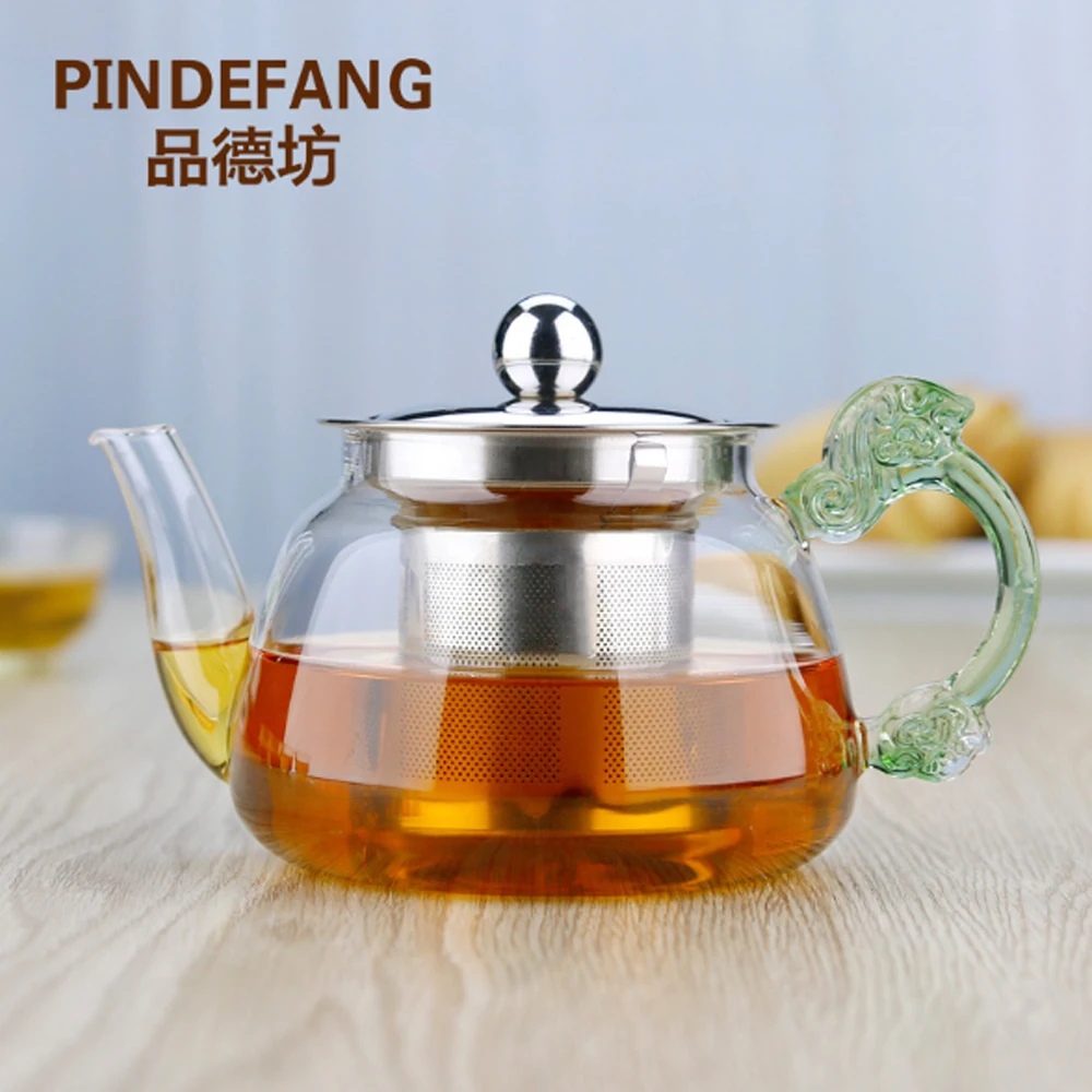 

Artistical Elegant Glass Tea Pot with Stainless Steel Infuser and Lid Microwavable Stovetop Safe Glass Kettle 14 fl.oz / 400ml