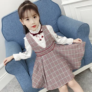 

2019 Spring Autumn Baby Girls Clothing Sets Kids Casual Shirt + Girls Dress 4 6 8 10 12 Years Children's Sports Suit Clothes