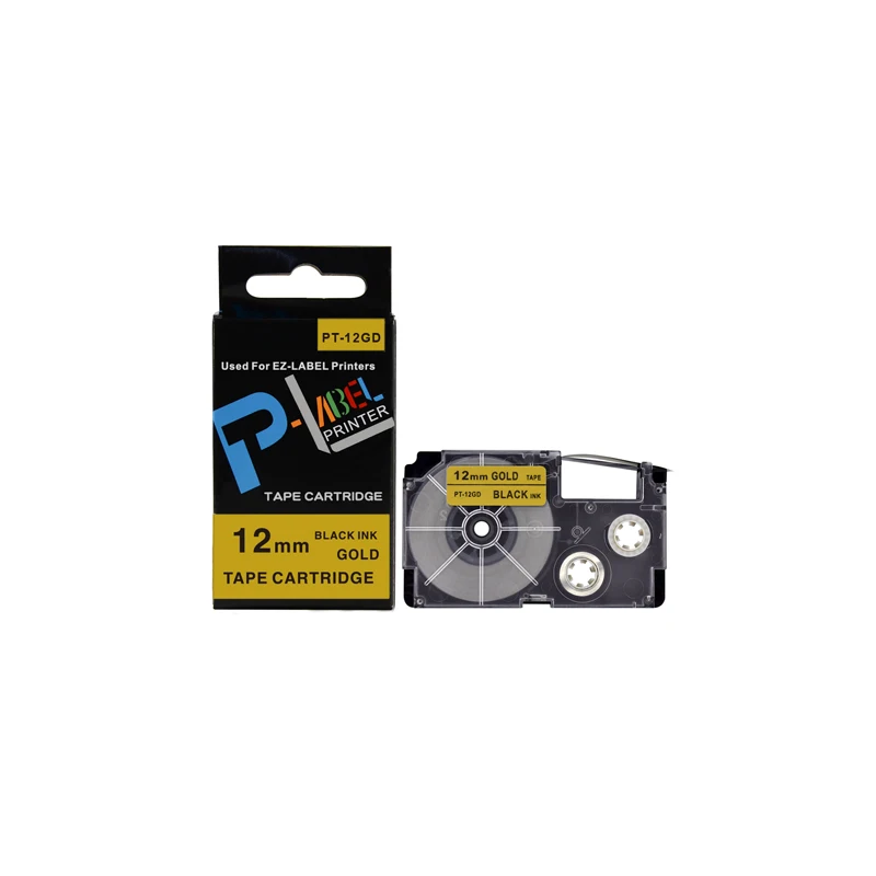

1 PCS Label 12mm Compatible Black on Gold 12mm XR-12GD Label Tape Cartridge for casio EZ label Printer KL-120 KL-430 KL-60