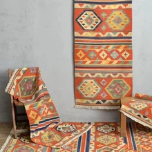 Килим шерсть ручной работы ковер геометрический индийский плед полосатый современный Гобелен Коврик дизайн богемный скандинавский стиль