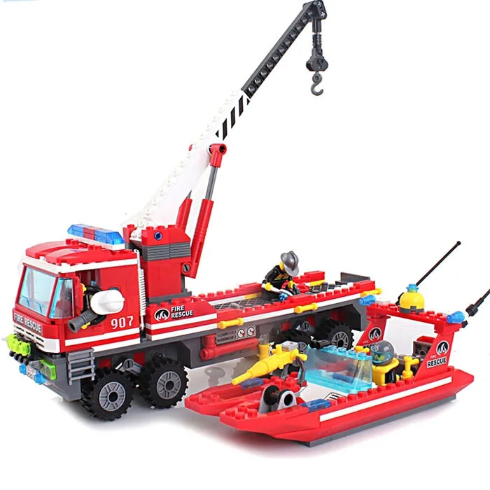 Просвещения Модель Строительство комплекты Совместимость с lego city Пожарный катер