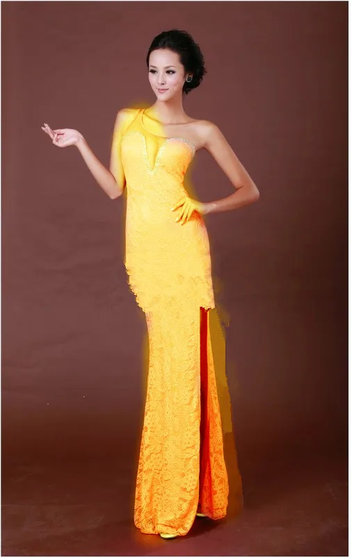 Распродажа, вечерние платья из джерси строгое длинное вечернее платье vestido de festa robe de soiree H0577 - Цвет: Yellow
