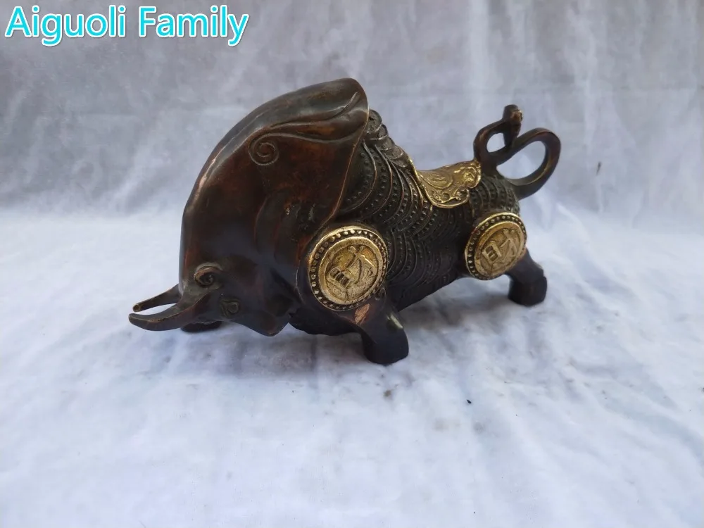 

Home Decoration Animal Sculpture/Art Collection Metal Crafts,Chinese Old Bronze Gilt Big Wealth Bull/Ox Statue