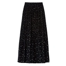 Белая прямая Шифоновая Юбка-миди с рюшами в горошек и сердечками egost U balck элегантная повседневная Летняя S0173