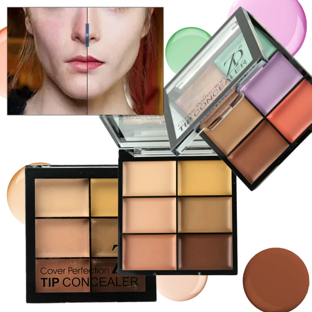 

ZD Brand 6 Colors Makeup Concealer Foundation Facial Oil-control Natural Look Concealer Contour Palette Maquillaje F2046