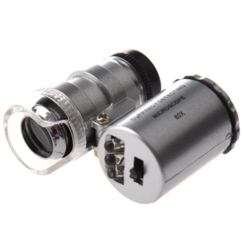 

MYLB-Mini 60x LED Pocket Microscope Jeweler Magnifier Adjustable Loupe