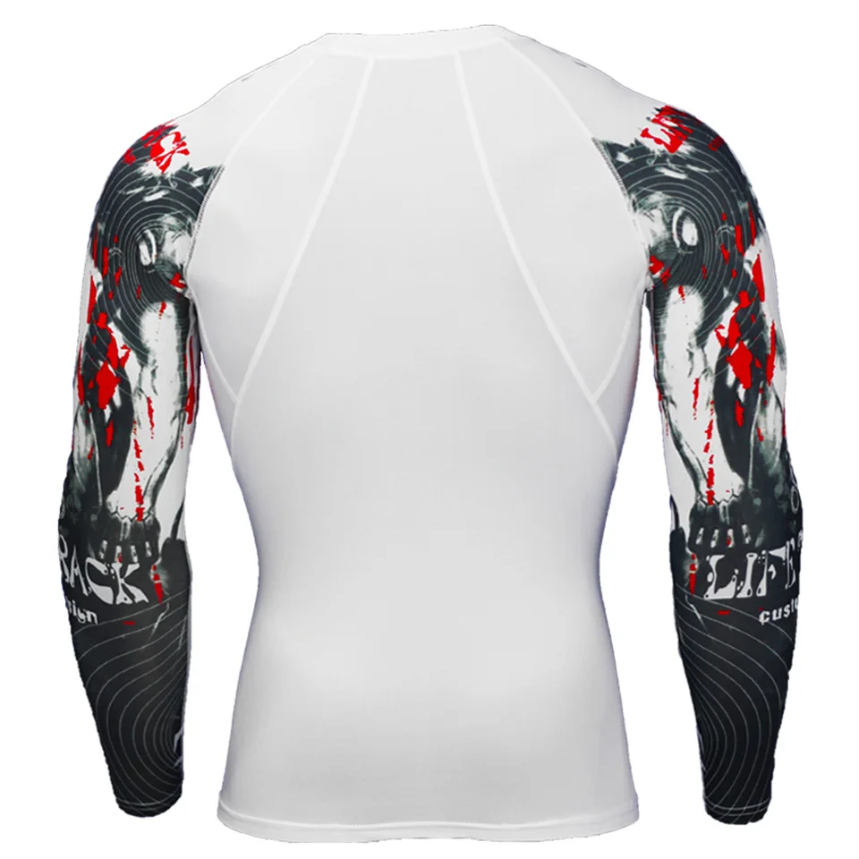 MASCUBE Для мужчин сжатия рубашки ММА Rashguard держать Фитнес с длинным рукавом базовый Слои кожу жесткой Вес подъема упругие Для мужчин s футболки