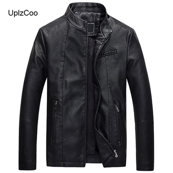 

UplzCoo Male Leather Jacket Autumn And Winter Thick Coat Male Motorcycle Leather Jacket PU Leather Warm Thick Men's Jacket FM035