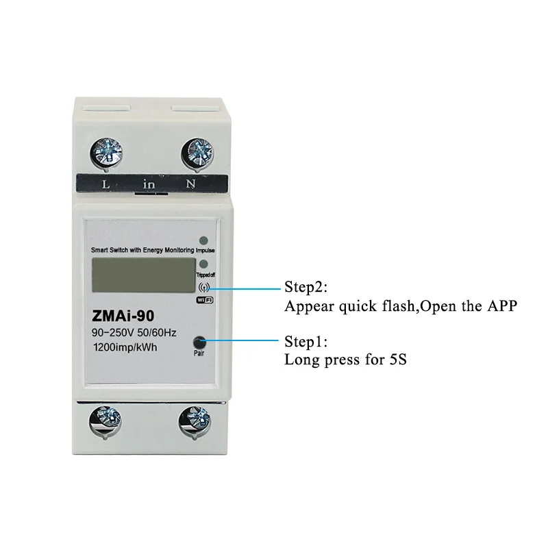 2pcs Smart Life APP однофазный din-рейку wifi умный измеритель энергии Потребляемая мощность кВтч метр ваттметр 220 В, 110 В переменного тока 50 Гц/60 Гц