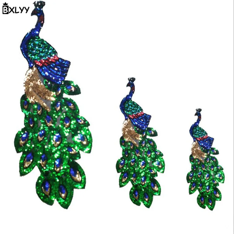 

BXLYY Peacock Sequin Embroidery Patch Applique DIY Dress Decoration Accessories Wedding Decoration Baby Shower Home Decoration.7