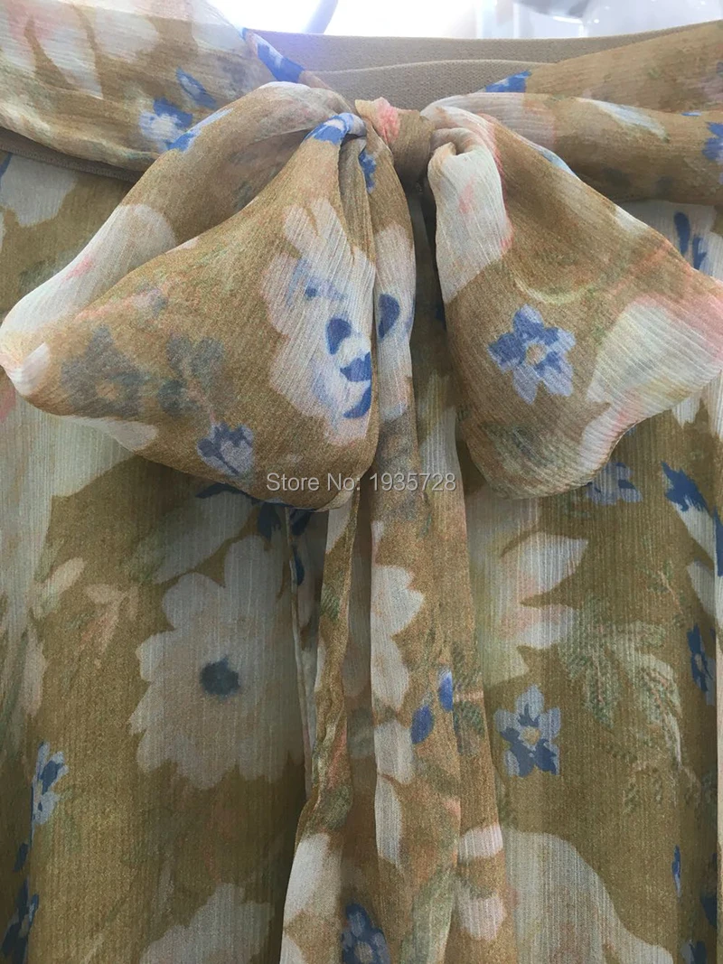 Floral De Avec À Dentelle Gamme Hanky Ceinture Champagne Midi Plissée Haut Nouer Dames Soie Débridée Garni Jupe Ruches As Imprimé Pic champagne AxOqwBdwn