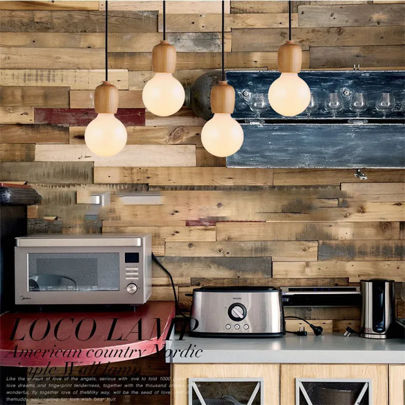 

Wood LED Pendant Lamp Single Head Nordic Loft Light Indoor Creative Chinese Restaurant Clothing Store Cafe Mall Modern Art Decor