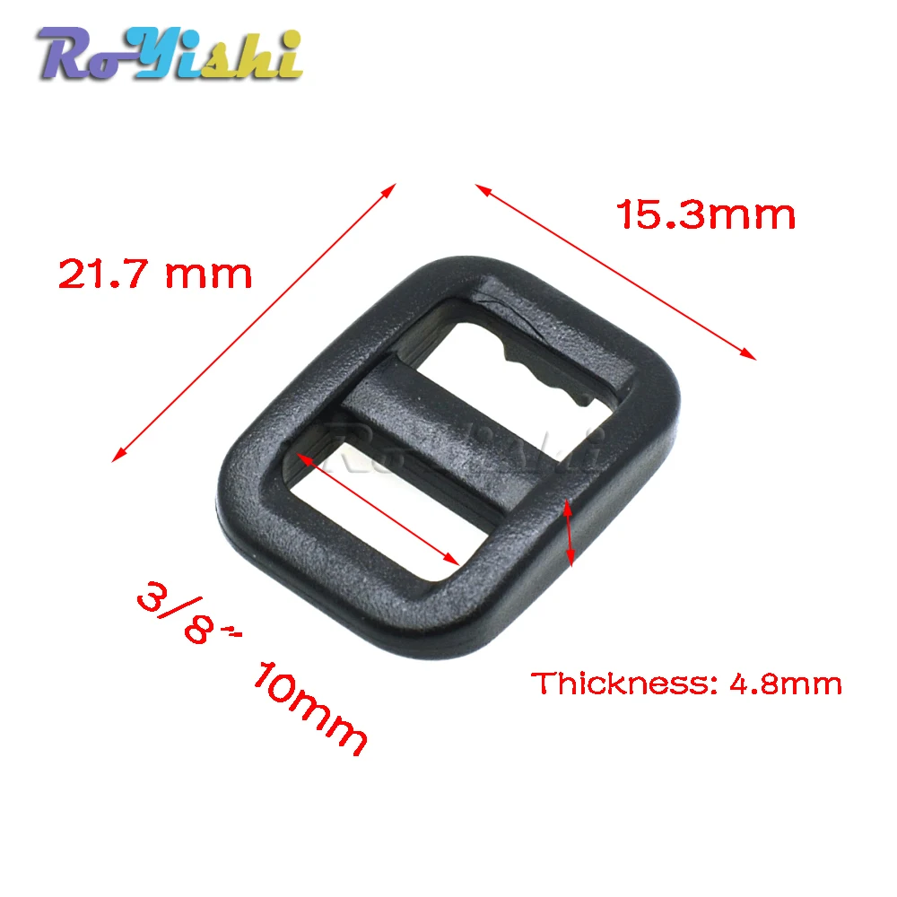 Plastic Adjust Buckles 10 Pcs/Pack Slider Tri Glide Wider Style Backpack Straps Webbing Black