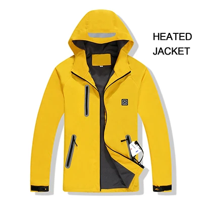 Ветрозащитная теплая куртка с внешним аккумулятором, теплая куртка с капюшоном, зимняя водостойкая куртка для активного отдыха, туризма, рыбалки, катания на лыжах, ветра - Цвет: with battery