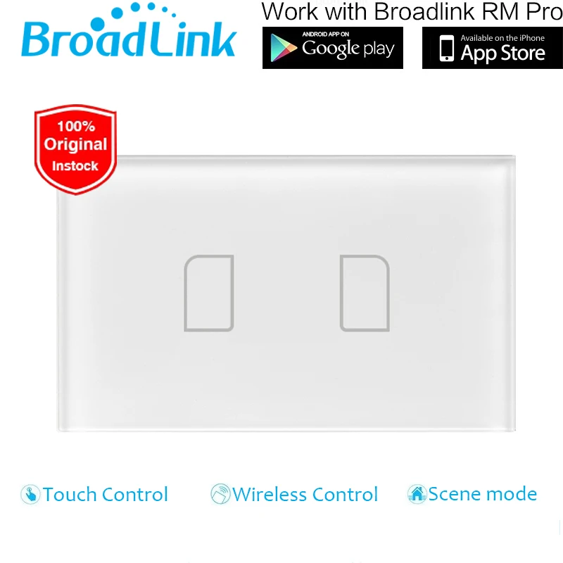 

2016 New Broadlink TC2 Wall Light Touch Switch,US/AU 110V 220V 2Gang Wall Switch Wireless Remote Control, Smart Home White Panel