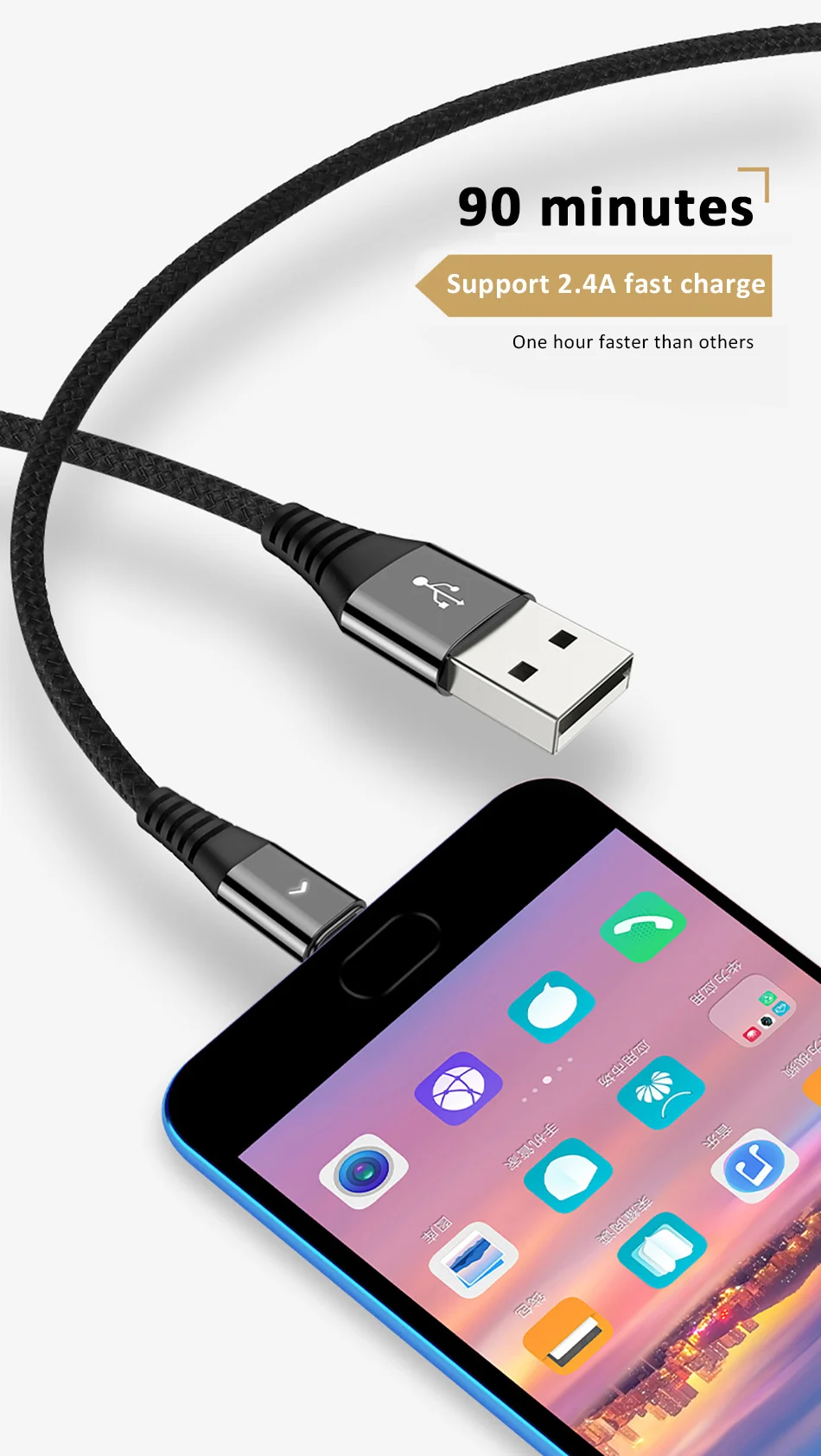 NOHON Led USB Type C Charge Sync Data Line For SamSung Gaxaly S8 Plus 2.4A Fast Charging For Xiaomi Mi5 Phone Charger Cable 1 (3)