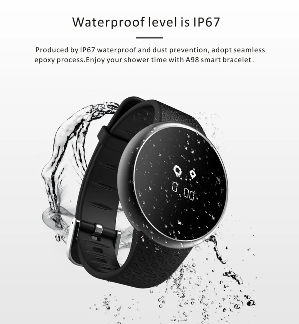 

Smart Watch Sports Fitness Activity Heart Rate Bluetooth Tracker Blood Pressure Watch With 0.66 Inch OLED IP67