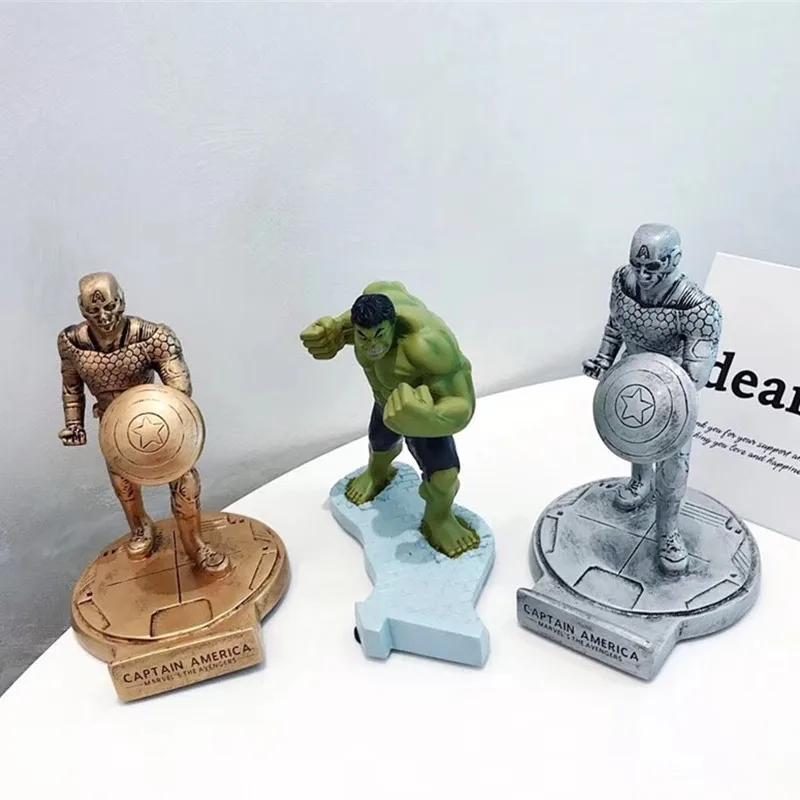 

Marvelous Figure Superhero Hulk Captain America Statue Used As Mobile Phone Stand, Desktop Decoration Collection Doll Model D129