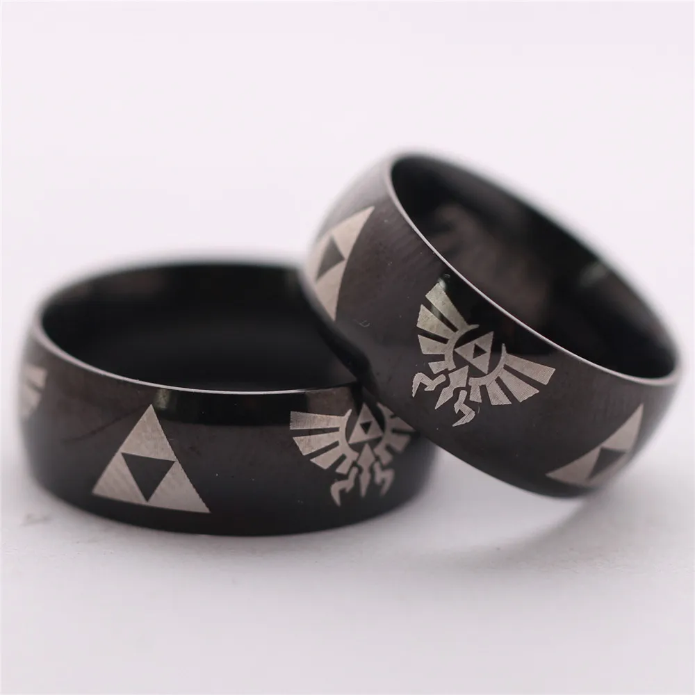 Hot Sale LEGEND of ZELDA Ring Shiny Black Men's Tungsten Carbide