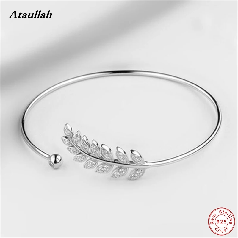 Ataullah Flower Leaves 925 Sterling Silver Bracelets for Women Rose Gold Color Bangles Sterling Silver Fine Jewelry SBG006